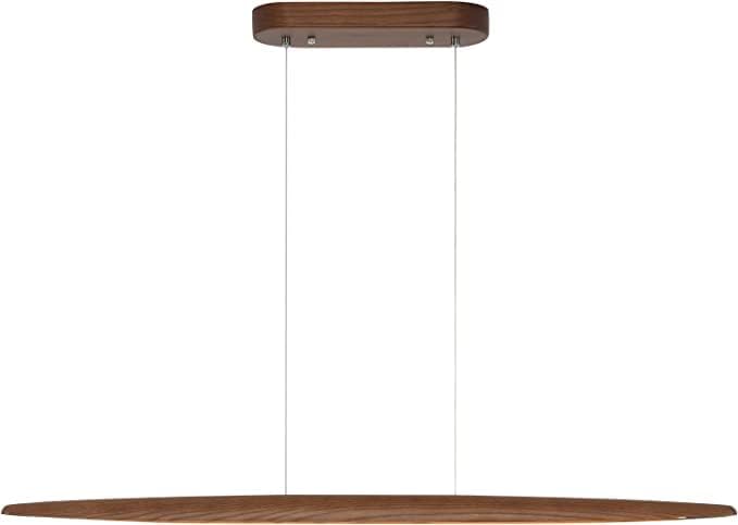71" Wood Linear Pendant Light Wood Linear Dinning Room Light Island Lights LED Dimmable Chandelier 40w for Dining Room Billiard & Pool Table Walnut Color