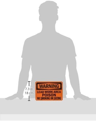 SmartSign-S-0148 "Warning - Lead Work Area, Poison, No Smoking Or Eating" Sign | 7" x 10" Aluminum - Black on Orange
