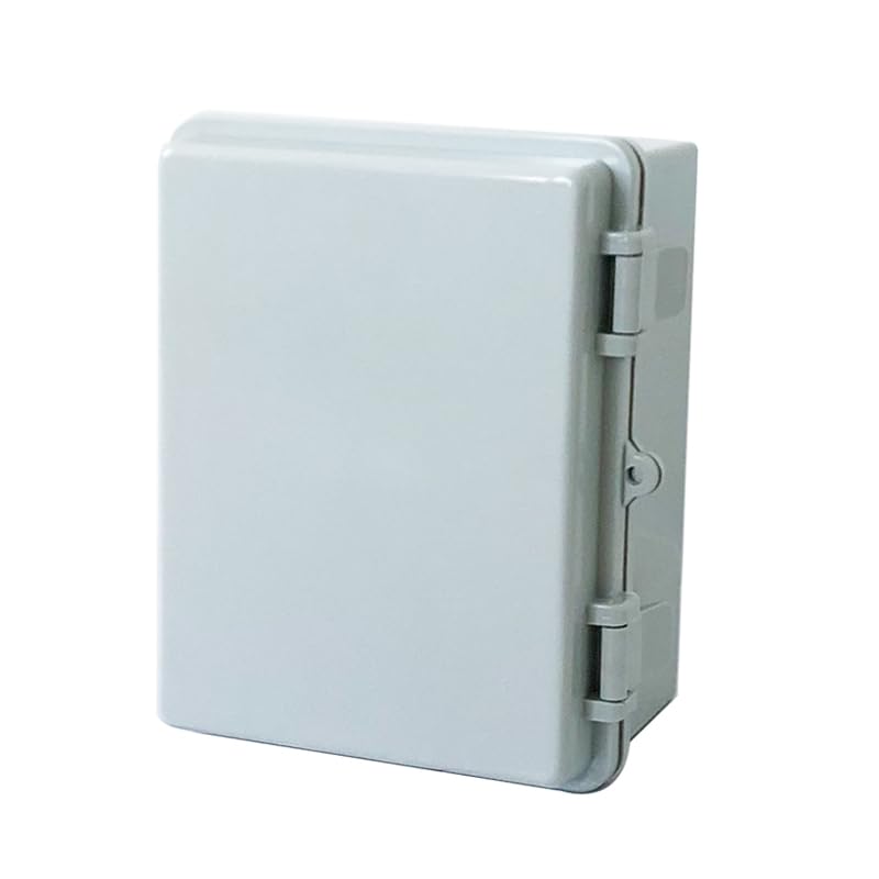 Co. ABS 6.6" x 8.7" x 4.3" Waterproof IP67 Hinged Electronics Box with Mounting Plate, Bracket, and Plastic Cover and Clips