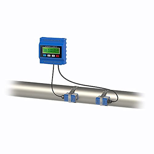 Micro Water Flow Meter Water Digital Flow Meter Ultrasonic Flow Meter Clamp on Sensor Measuring Water Liquid Fluid Mass Flow Sensors 0-160℃ DN80-DN500(Flow Meter+Mediuml High Temperature Flow Sensor)