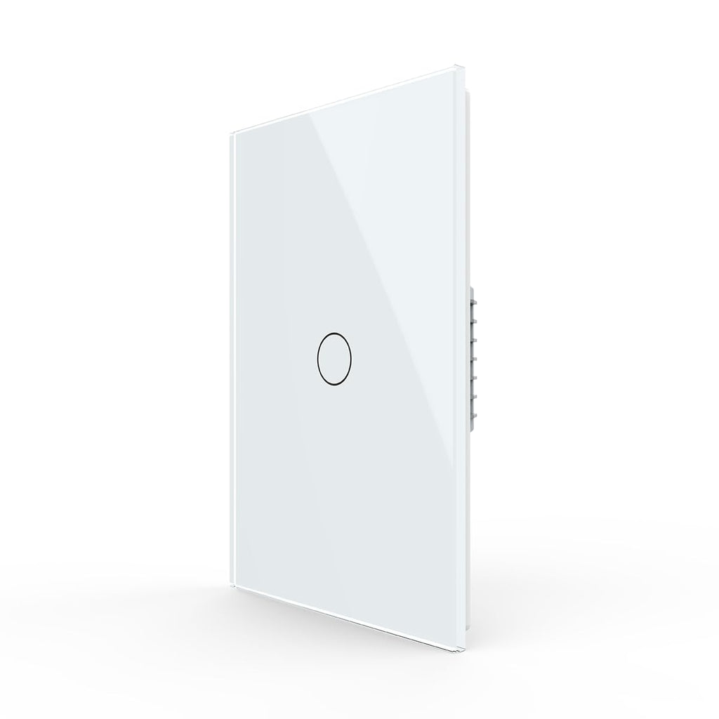LIVOLO Modern Electrical Wall Light Switch 1Gang Tempered Glass Panel 2 Pole Wall Touch Light Switch with Led Indicator,No Neutral Wire 3Way (1Gang White)