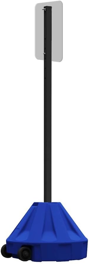 Plasticade Roll-A-Post Portable Sign Post with 60" Power Post Plastic Signpost, Designed for Schools, Sidewalks or Parking Lots, Durable and Resistant to Weathering, Blue Base with Black Post