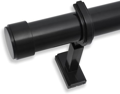 BlastHome® Non-Adjustable Luxury Extra Long Curtain Rod, 1 ¼” Rod Set, 19 foot Fixed Length (Four Rods Connect for a Seamless Look), Tuxedo Black