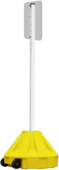 Plasticade Roll-A-Post Portable Sign Post with 60" Power Post Plastic Signpost, Designed for Schools, Sidewalks or Parking Lots, Durable and Resistant to Weathering, Yellow Base with White Post