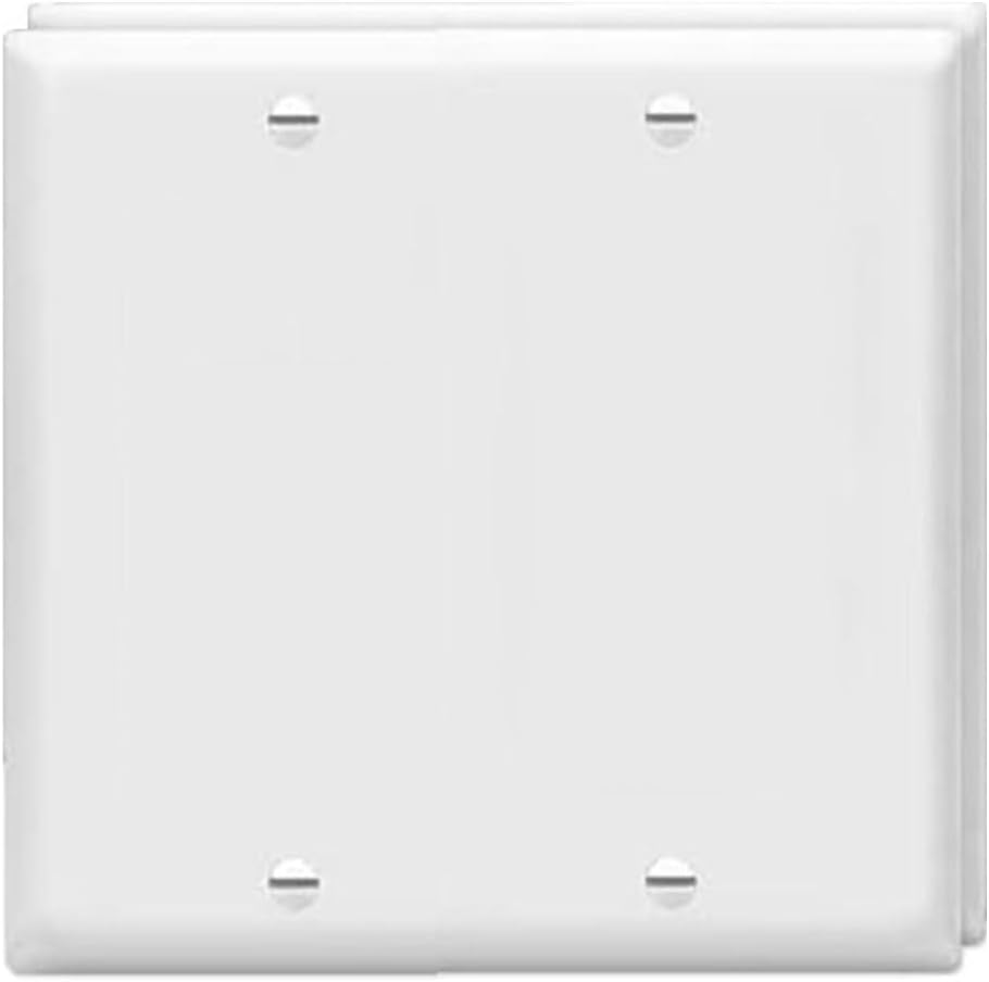 Blank Wall Plates 2-Gang blank Switch Outlet Electrical Cover Plate Unbreakable Thermoplastic Faceplate for Light Receptacle Outlet Switch, White (2 Pack)