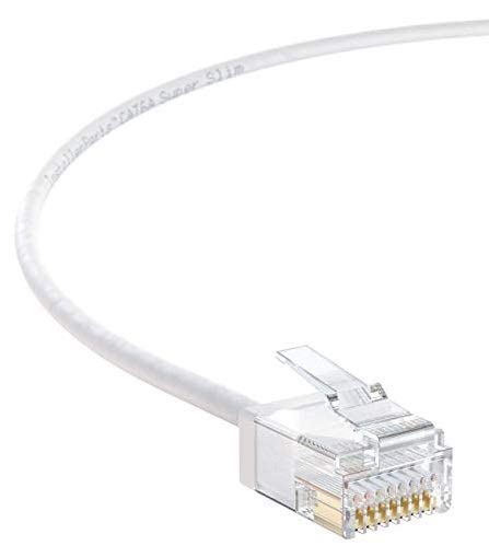 InstallerParts Ethernet Cable CAT6A Super Slim Cable UTP 1 FT (100 Pack) - White - Professional Series - 10Gigabit/Sec Network/High Speed Internet Cable, 550MHZ, 32AWG