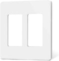 TREATLIFE Screwless Decorator Wall Plates, Standard Size 2-Gang Light Switch Plate, Outlet Covers White, 1 Pack 2-Gang Wall Plates Light Switch Cover