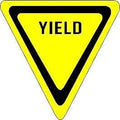 Mighty Line 12" Yield Floor Sign Sticker, Heavy-Duty, Peel and Stick Adhesive, Industrial Quality, Yellow and Black