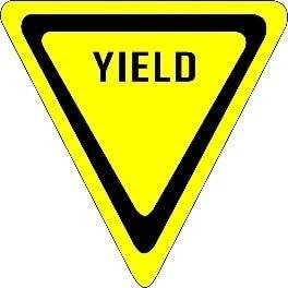 Mighty Line 12" Yield Floor Sign Sticker, Heavy-Duty, Peel and Stick Adhesive, Industrial Quality, Yellow and Black