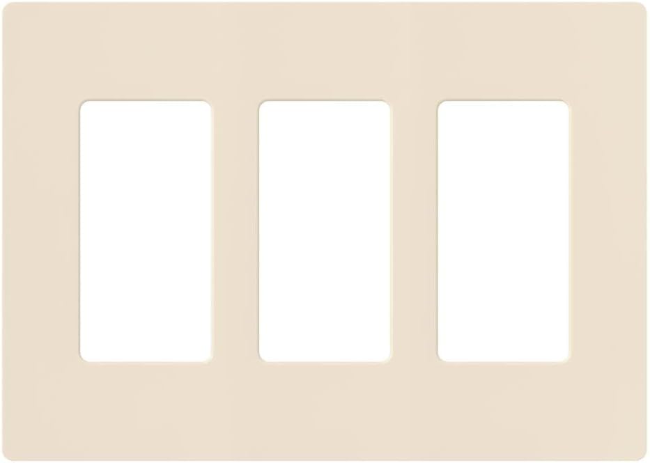 Lutron Claro Light Switch Cover Plate, 3 Gang Wallplate, for Decorator Light Switches, Rocker Light Switch Cover, Outlet Cover, Screwless Switch Plate Cover, Gloss, CW-3-LA, Light Almond