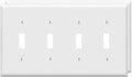 Toggle Light Switch Wall Plates 4-Gang Switch Electrical Cover Plate Unbreakable Thermoplastic Faceplate, White (2 Pack)