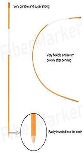 FiberMarker 48-Inch Reflective Driveway Makers Orange 20Pcs, 5/16-Inch Dia Solid Fiberglass Poles Snow Stakes for Parking,Walkways Easy Visibility