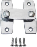 QCAA 2.5" x 2.65", Large, Heavy Forged Solid Brass Door Latch, 180 Degrees Flat Surface Mounting Door Latch Buckle for Doors & Windows, Satin Chrome, 1 Pack, Made in Taiwan