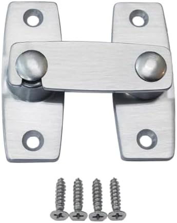 QCAA 2.5" x 2.65", Large, Heavy Forged Solid Brass Door Latch, 180 Degrees Flat Surface Mounting Door Latch Buckle for Doors & Windows, Satin Chrome, 1 Pack, Made in Taiwan