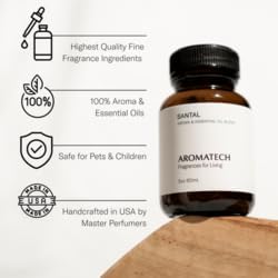 AromaTech Palo Santo & Amber Premium Aroma Oil – Grounding & Inspiring Home Fragrance with Notes of Clary Sage & Lavandin for Scent Diffusers, Cold-Air and UltraSonic Scent Machines – 60 mL