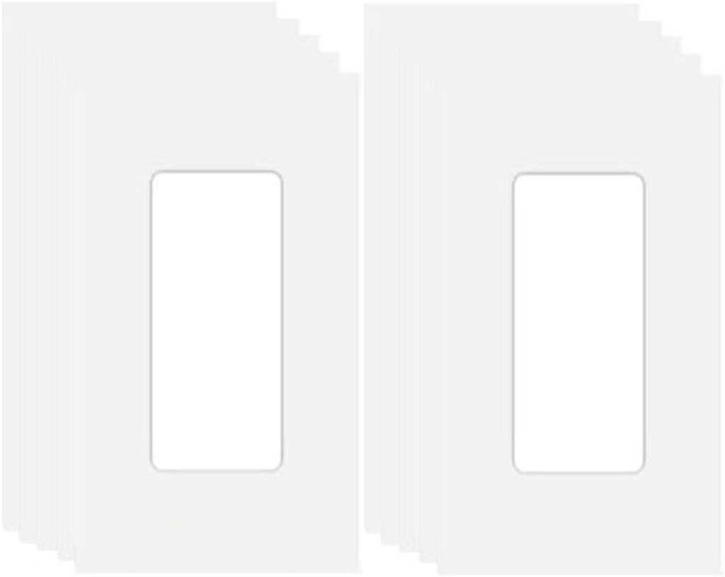 1-Gang Screwless Decorator Wall Plate Cover Single Switch Outlet Electrical Faceplate for Light Switch, Smart Switch, Receptacle, Dimmers, USB Outlet, GFCI, Child Safe Cover Plate, White (10-Pack)
