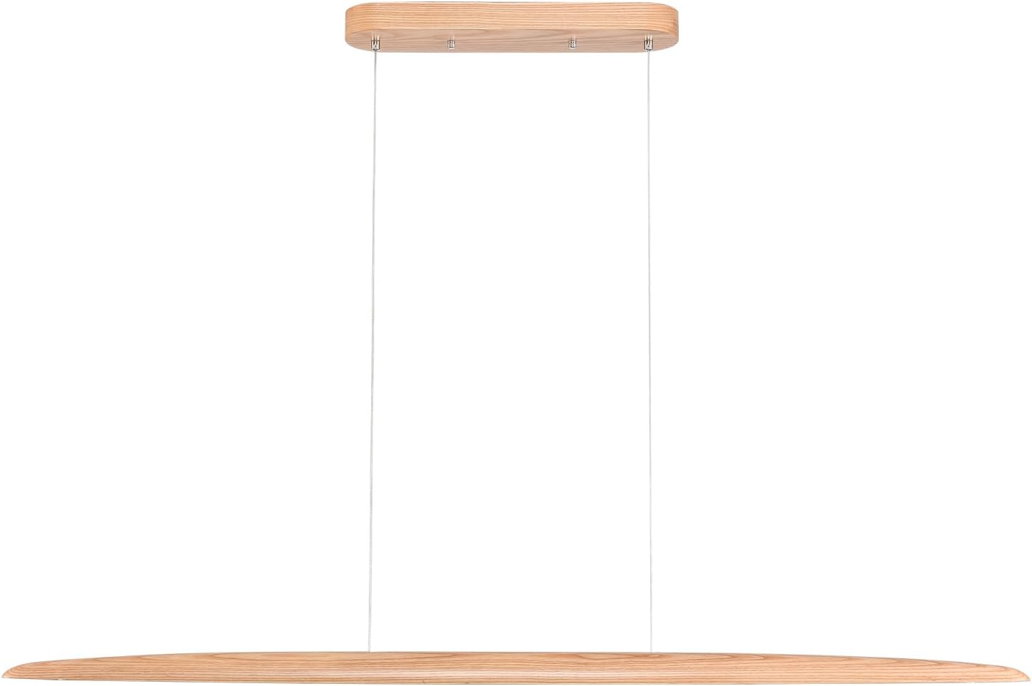 39" 24W Wood LED Linear Pendant Light Fixture Led Dining Room Light Dimmable Hanging Light Fixture for Dining Room Kitchen Island Pool Table Lights Natural Wood Color