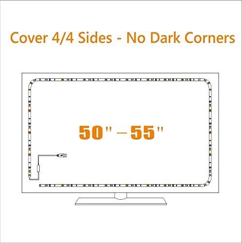 USB Powered LED Strip Lights TV Backlights Kit for 50 to 55 Inch TV - Sony LG Samsung Monitor Smart TV Wall Mount Stand Work Space Color Changing LED Background Ambient Lighting