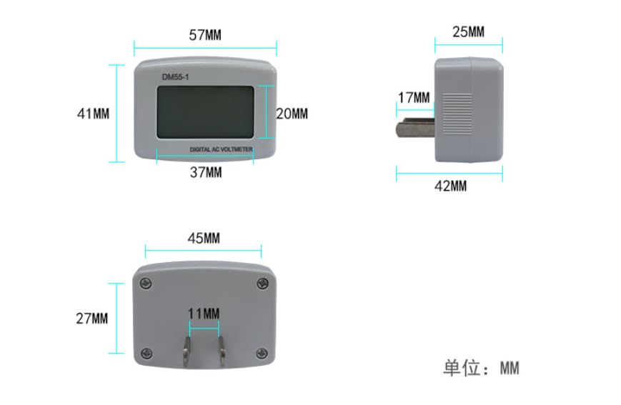 4 Pcs AC 80-300V LCD Digital Voltmeter Plug in Volt Meter Flat US Plug Voltage Test Monitor AC 110V 220V Voltage Meter for Household Plug into Outlet to Measure Voltage