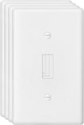 Decorator Wall Plate Toggle Light Switch Plate Outlet Cover,Unbreakable Polycarbonate Thermoplastic, White (4-Pack, Single Toggle-White)