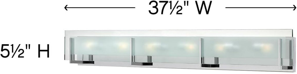 Hinkley Latitude Extra Large Six Light Bath Vanity - Modern, Inside Etched Clear Glass Panel, Bulbs Included - Chrome Finish