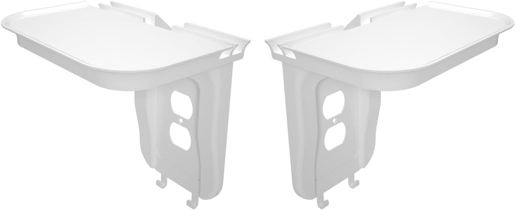 suptek Large Wall Outlet Shelf 2 Pack,Home Wall Shelf Organizer for Outlets,for Bathroom Kitchen,Bedrooms,Ideal for Cell Phone Speaker up to 20lbs,Cable Management and Detachable Hooks,Black(S3XLW2)