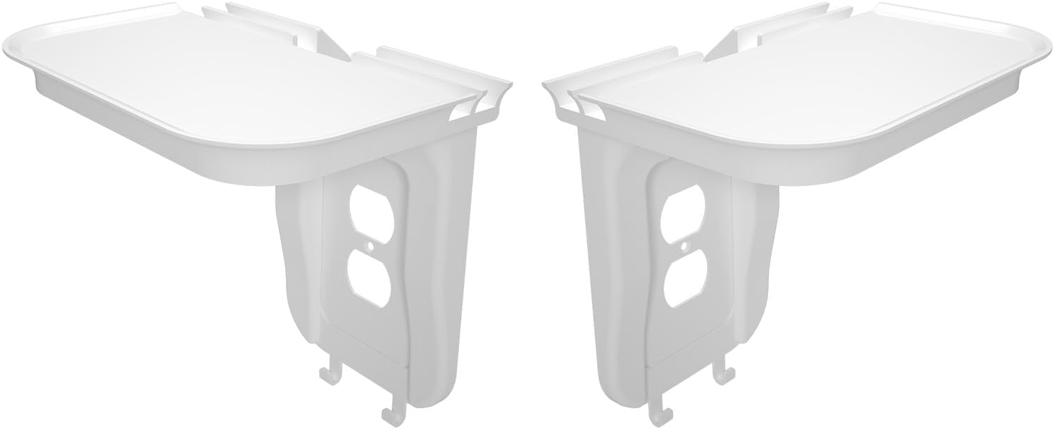 suptek Large Wall Outlet Shelf 2 Pack,Home Wall Shelf Organizer for Outlets,for Bathroom Kitchen,Bedrooms,Ideal for Cell Phone Speaker up to 20lbs,Cable Management and Detachable Hooks,Black(S3XLW2)