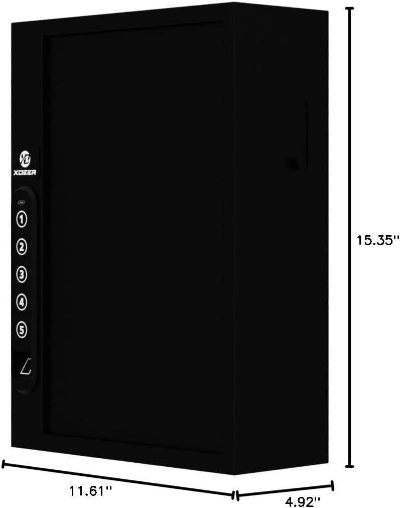 XDeer 60-Key Biometric Lock Box, Wall Mount with Anti-Theft Key Slot and Combo Lock for Hotels & Offices
