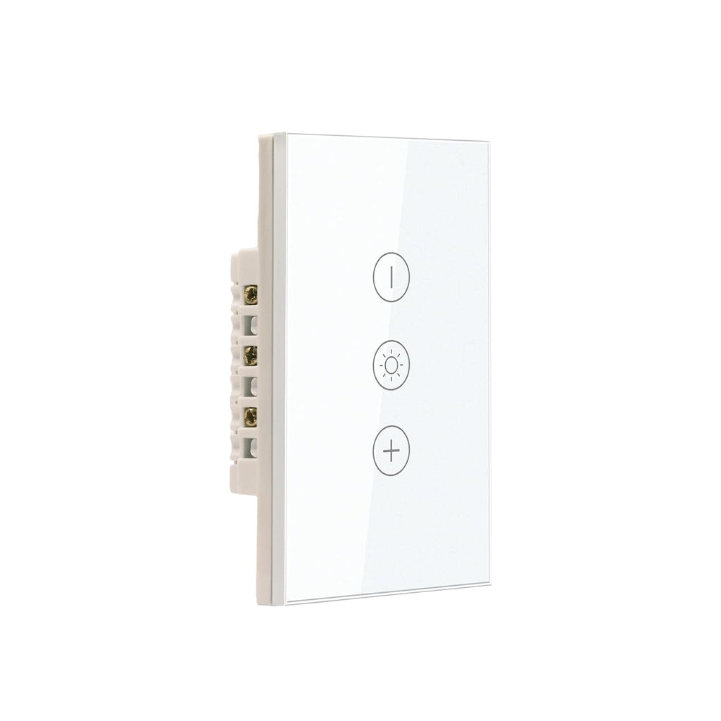 Smart Dimmer Switch Neutral Wire Required, 2.4GHz WiFi Dimmer Light Switch with Remote Voice Control, Tempered Glass Panel, Compatible with Alexa and Google Home, White WiFi Dimmer