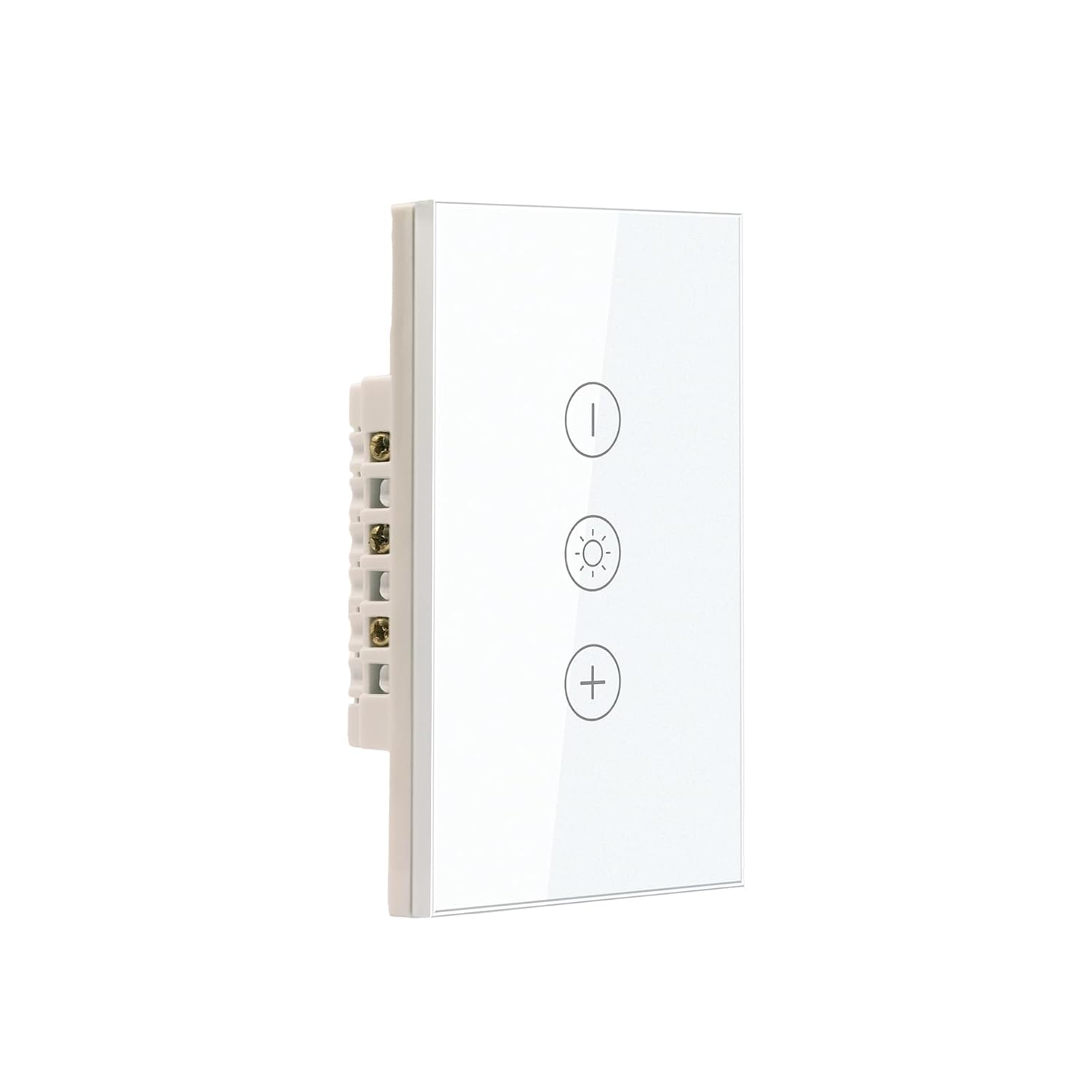 Smart Dimmer Switch Neutral Wire Required, 2.4GHz WiFi Dimmer Light Switch with Remote Voice Control, Tempered Glass Panel, Compatible with Alexa and Google Home, White WiFi Dimmer