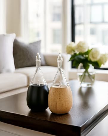 Raindrop 2.0 Aromatherapy Diffuser for Essential Oil, Waterless Glass Nebulizer w/Auto-Off Switch, BPA Free - Lightwood