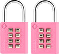 XB35 8-Digit Push Button Combination Padlock, 4 Digit Locking Mechanism, (2-Pack, Pink)
