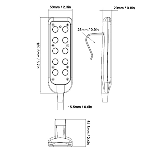 6-Button Lifting Bed Remote Control Hand Controller with 8-Pin Extension Cord for Lifting Chair and Electric Sofa