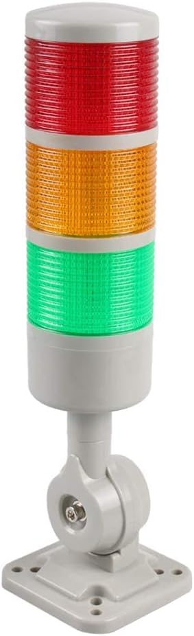 Led Signal Tower Stack Lights, Industrial Warning Column Lamp, Andon With Rotatable Base, Steady/Flashing Switchable, 12V 24V DC (3-Layer, With Buzzer)