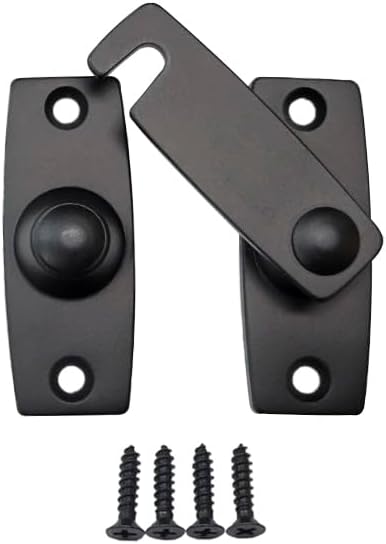 QCAA 2.5" x 2.65", Large, Heavy Forged Solid Brass Door Latch, 180 Degrees Flat Surface Mounting Door Latch Buckle for Doors & Windows, Matte Black, 1 Pack, Made in Taiwan