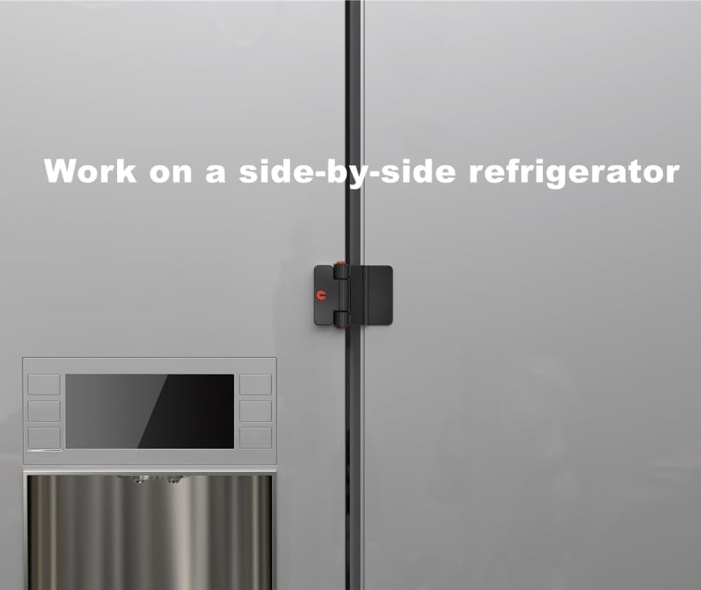 Refrigerator Adhesive Locks Double Button Fridge Door Lock with Key, Child Proof Freezer Cooler Door Lock, Child Baby Safety File Drawer Lock and Cabinet Locks (Black, 1)