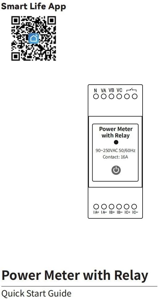 Smart 3‑Phase Din Rail Energy Meter With Clamps,Voltage And Current Monitor For Tuya App Control,Solar Power Consumption And Production Tracking,Overload Protection(80A)