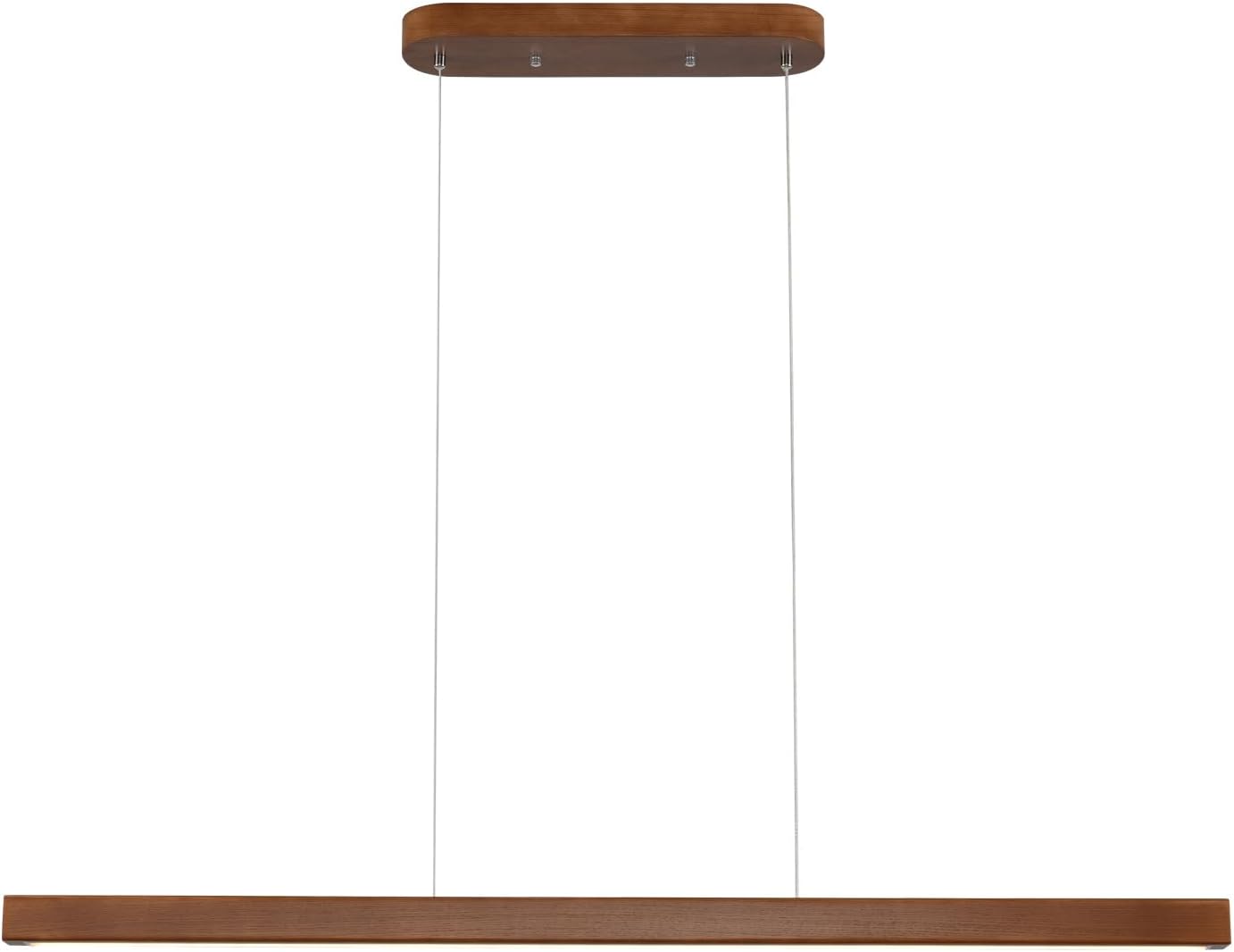 39" Wood Linear Pendant Light Modern LED Dimmable Ceiling Hanging Light Fixture Wood Linear Chandeliers 24w for Dining Room Kitchen Island Pool Table Bar Walnut Color (with Remote Control)