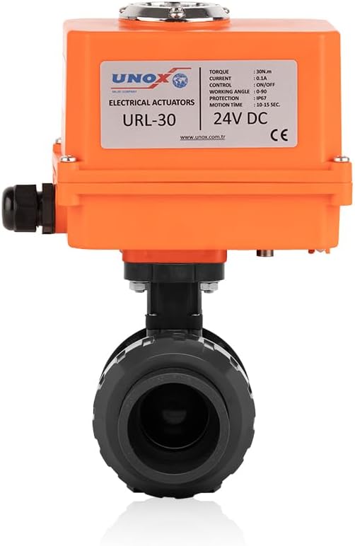 Unox 220V AC Electric Actuated Ø63 (2") U-PVC Ball Valve, Motorized Ball Valve For Water - PN16