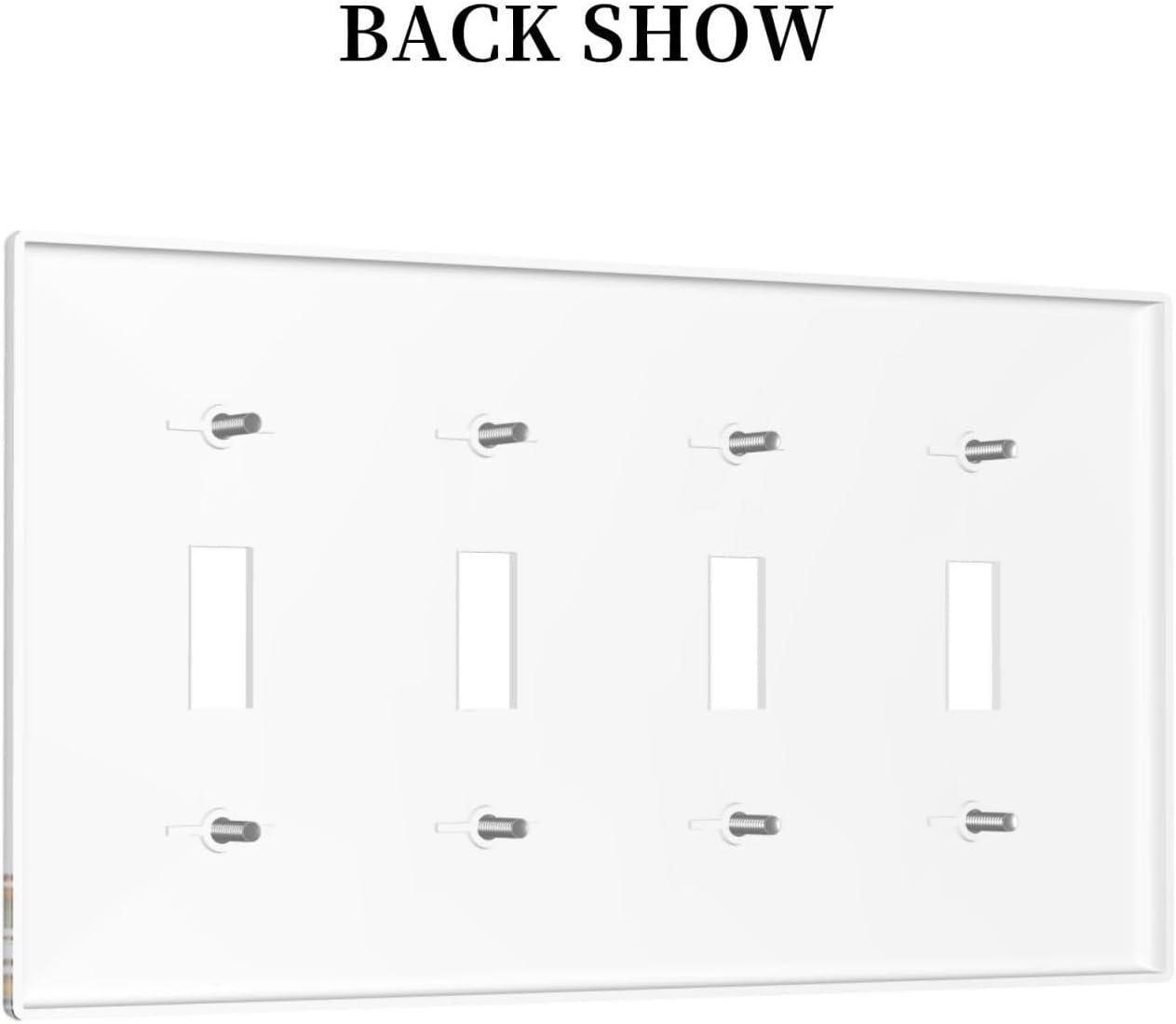 Light Switch Cover Plate White Background Colorful Flowers Plants Green Leaves 4 Gang Quad Toggle Wall Plate Electrical Outlet Cover Decorative Switch Plate Covers for Bedroom Home Decor