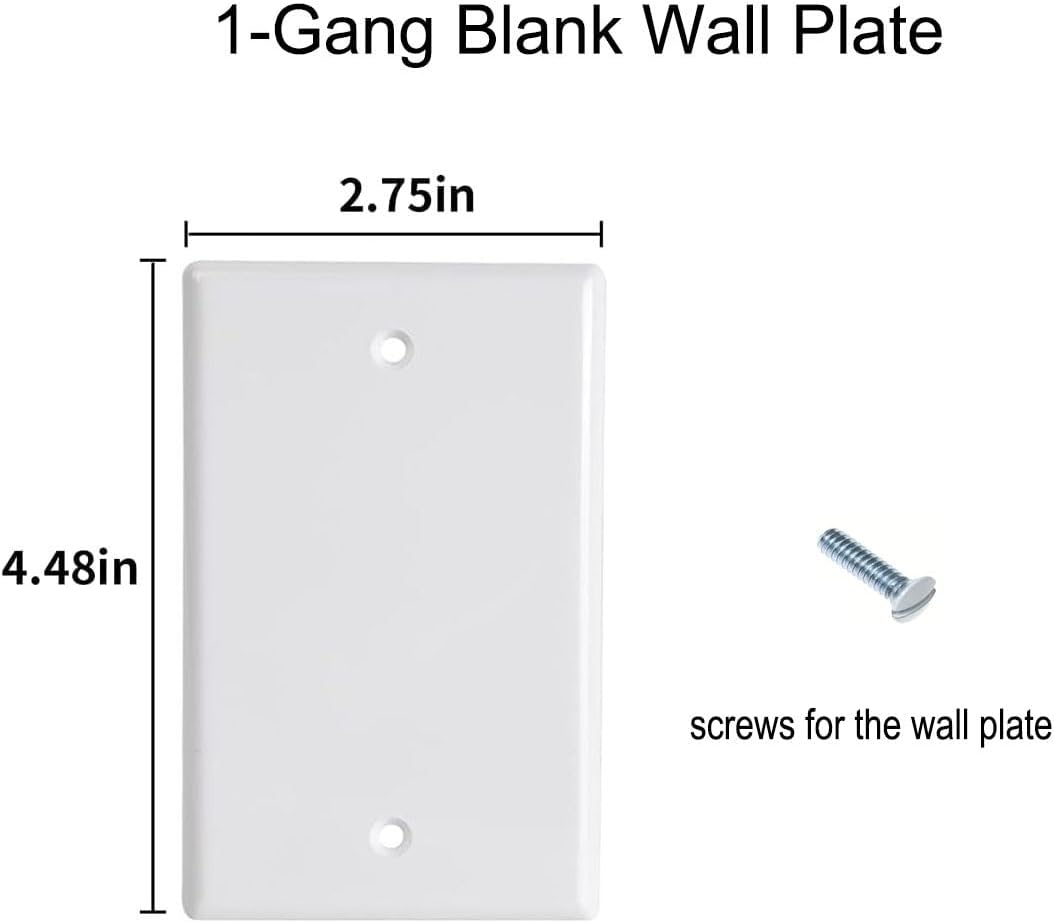 Blank Wall Plates 1-Gang blank Switch Outlet Electrical Cover Plate Unbreakable Thermoplastic Faceplate for Light Receptacle Outlet Switch, White (10 Pack)