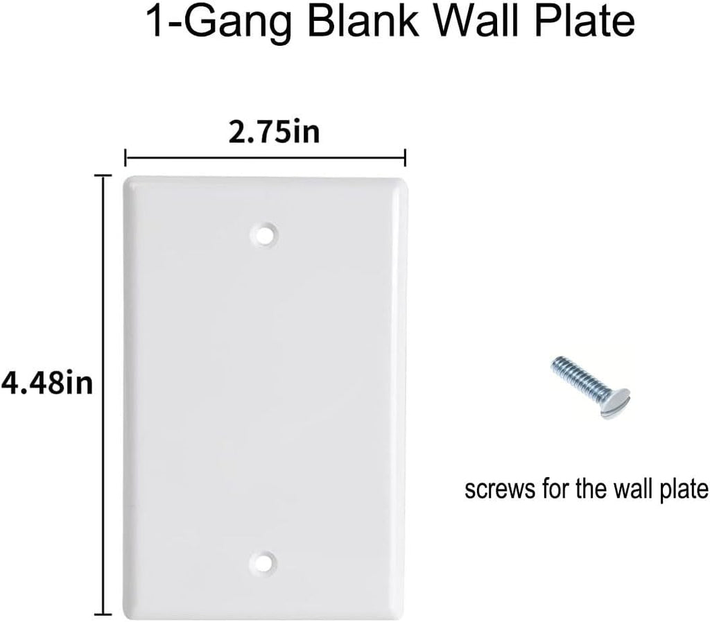 Blank Wall Plates 1-Gang blank Switch Outlet Electrical Cover Plate Unbreakable Thermoplastic Faceplate for Light Receptacle Outlet Switch, White (20 Pack)