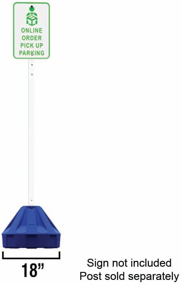 Plasticade Roll-A-Post Portable Sign Post with 60" Power Post Plastic Signpost, Designed for Schools, Sidewalks or Parking Lots, Durable and Resistant to Weathering, Blue Base with Black Post