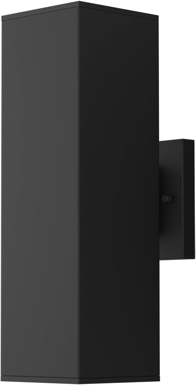 JAYMP 13" Up and Down Wall Sconce Aluminum Modern Outdoor Light, Black Rectangular IP65 Waterproof Exterior Wall Lamp for Front Door Patio Porch Staircase Hallway (1 Pack)