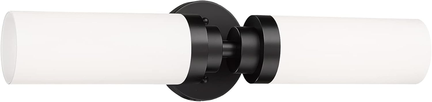 Emak 2 Light Black Vanity Lights for Bathroom, 22 Inch Bathroom Light Fixtures Modern Wall Sconces with Milk Glass Shade for Bathroom, Bedroom, Hallway, VL085-BK-ML-2