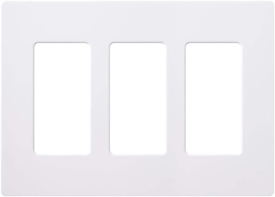 Lutron Claro Light Switch Cover Plate, 3 Gang Wallplate, for Decorator Light Switches, Rocker Light Switch Cover, Outlet Cover, Screwless Switch Plate Cover, Gloss, CW-3-WH-24, White, 24 Pack