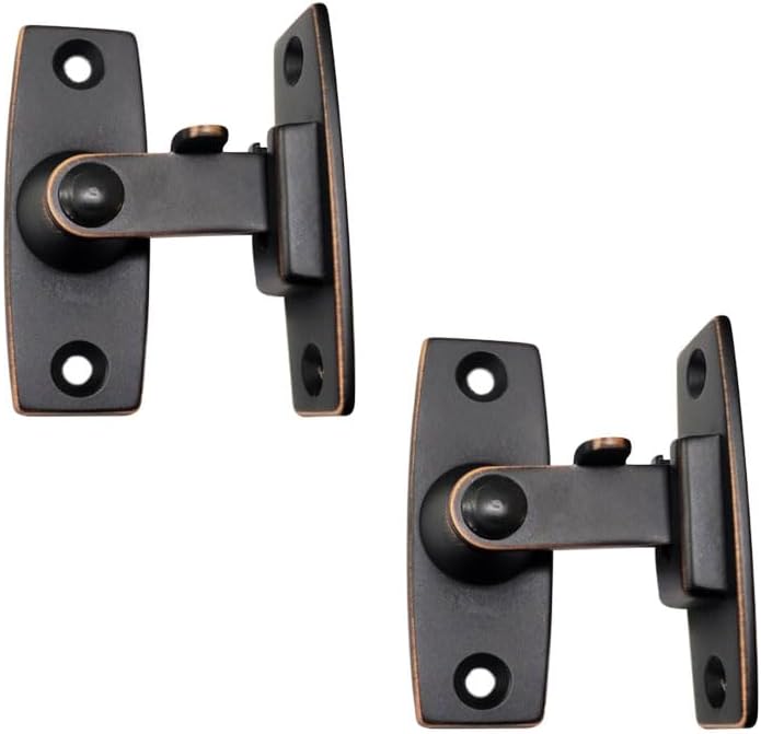 QCAA 2.5" Heavy Forged Solid Brass Door Latch, 90 Degree Right Angle Door Latch Buckle for Doors & Windows, Aged Classic Bronze, 2Pack, Made in Taiwan