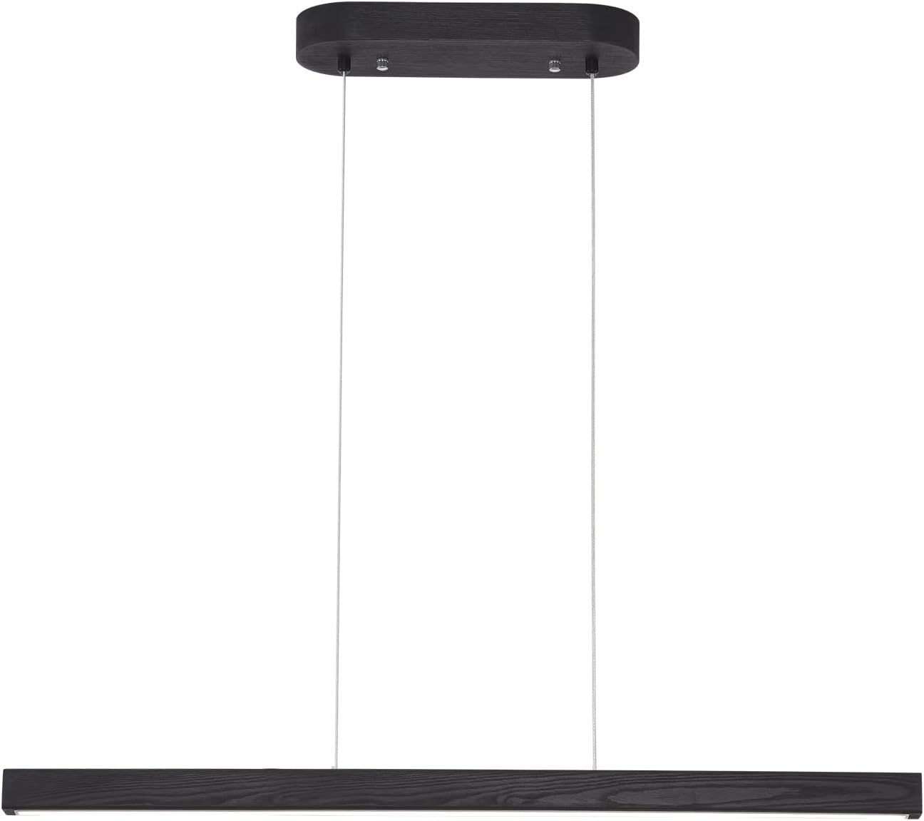 Black Wood Linear Pendant Light – Dimmable LED Chandelier with Remote, Modern Minimalist Lighting for Kitchen Islands, Dining Rooms & Pool Tables (Energy-Efficient 19W)