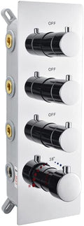 Modern Thermostatic 3 Way Shower Valve Replacement, Bathroom Concealed Brass Mixer Mixing Shower Diverter Valve Kit in Chrome, Can Run Together