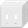 Toggle Light Switch Wall Plates 2-Gang Switch Electrical Cover Plate Unbreakable Thermoplastic Faceplate, White (10 Pack)